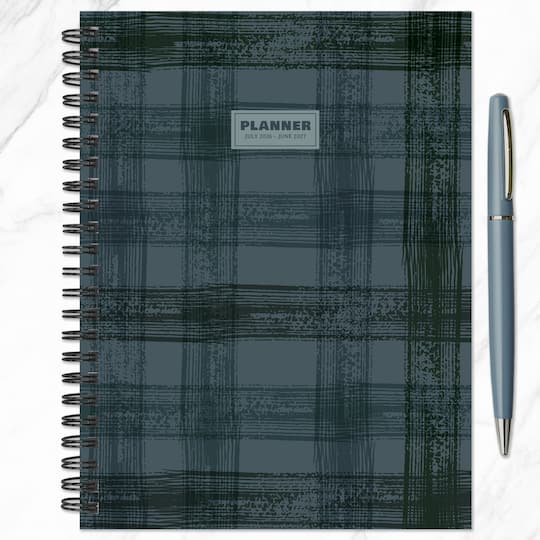 July 2026 - June 2027 Blue Flannel Medium Weekly Monthly Planner